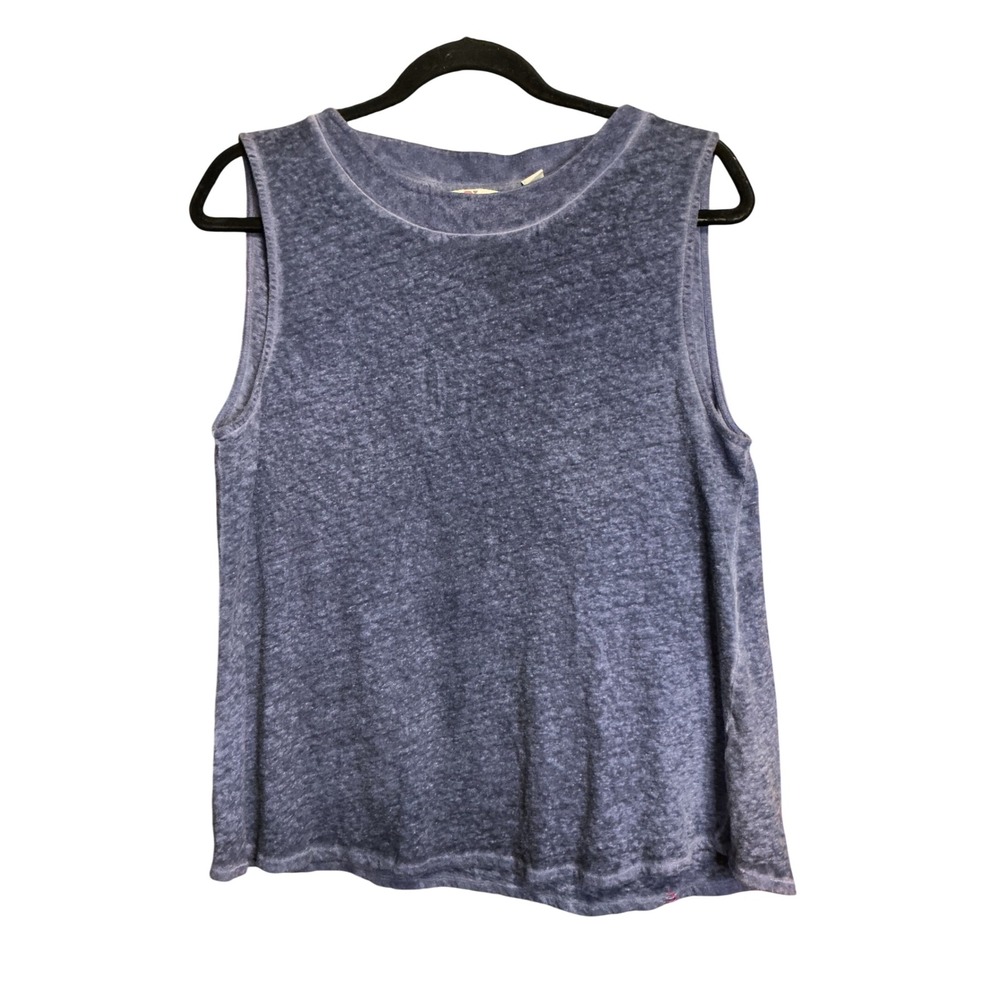 Vineyard Vines Tank Top Pleated‎ Back Cotton Linen M Blue Preppy Summer